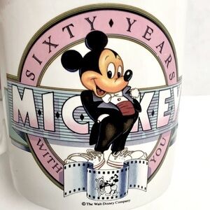🌺VINTAGE 1988 DISNEY MICKEY MOUSE “60 YEARS WITH YOU” ANNIVERSARY LARGE MUG EUC